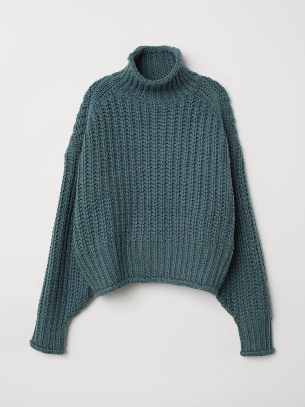 H&M Chunky Turtleneck Roll Neck Sweater in Teal Green